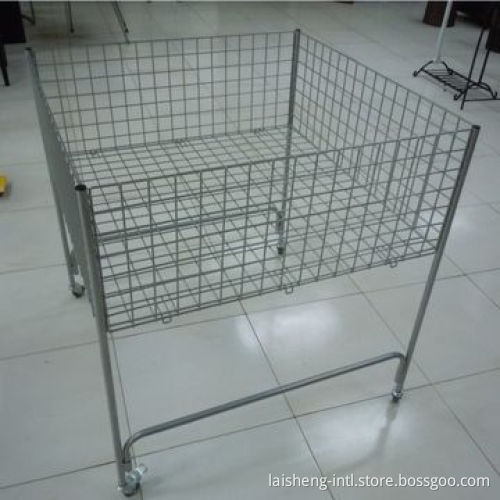 Dump Wire Bin with Four Casters and Powder-coated Surface Finish